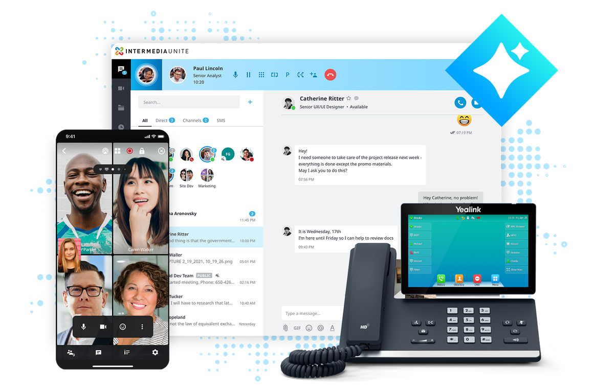 Intermedia Unite on desktop, mobile, and desk phone